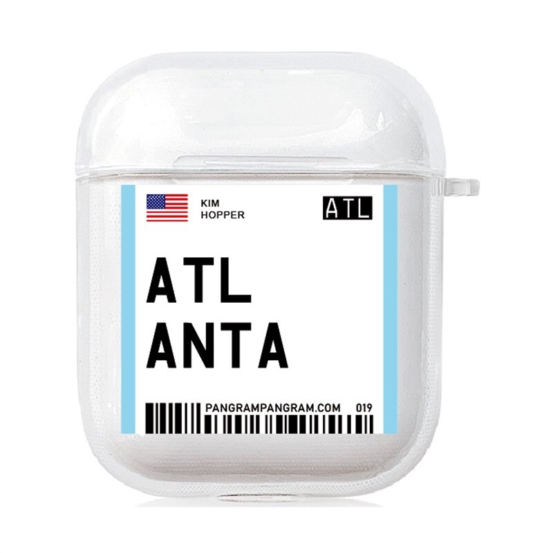 Trend Air Tickets Label Bar code Bluetooth Headset fall für Airpods 2 1 brief Air tickets Kopfhörer Clear Weiche TPU abdeckung coque: Atlanta