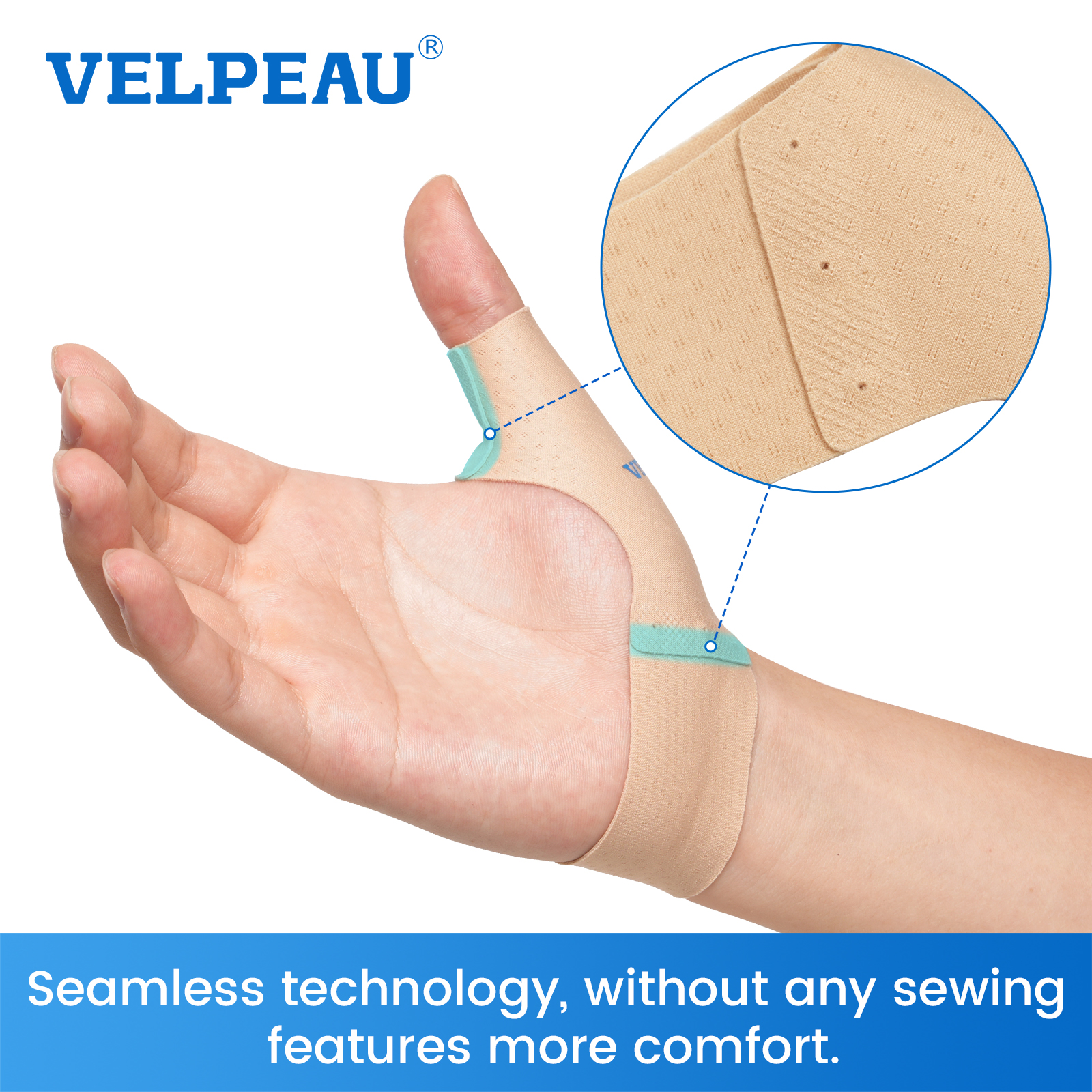VELPEAU – attelle de soutien élastique pour le pouce, pour la douleur de la ténosynovite et l'isoler la peau, doublure respirante et s'adapte aux deux mains