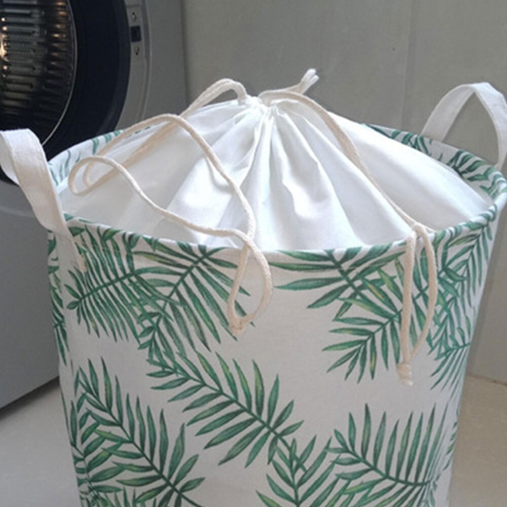 Large Capacity Drawstring Laundry Hamper Canvas Storage Bag Organizer With Handle Bin Folding Collapsible Laundry Basket