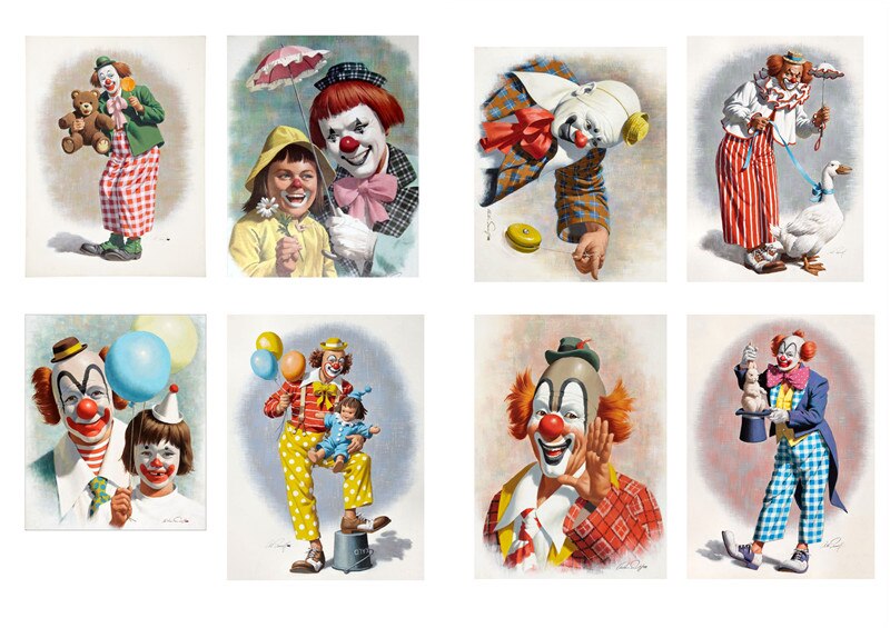Retro Circus Clown Stickers Crafts And Scrapbooking stickers book Decorative sticker DIY Stationery: C 8PCS