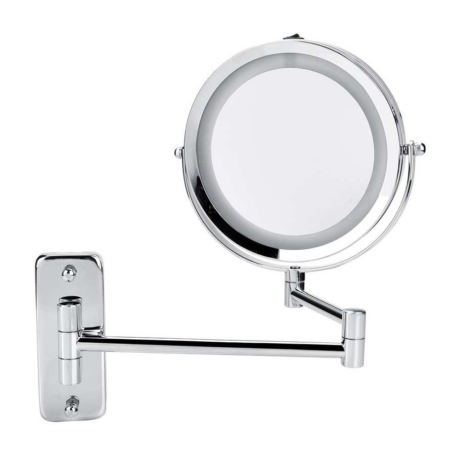 LED Wall Mount Makeup Mirror 360 Degree Rotate Lighted Mirror Bathroom Bedroom: Default Title