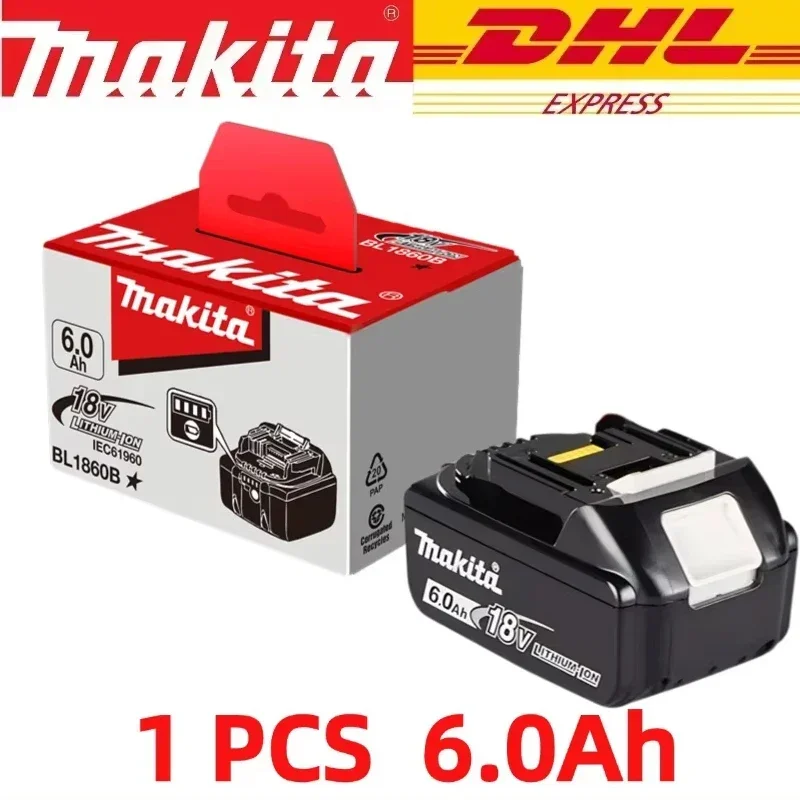100%  ægte makita 6ah til makita 18v batteri  bl1860b bl1840 bl1830b bl1850b bl1850 bl1860 bl1815 erstatnings lithium batteri: Grå
