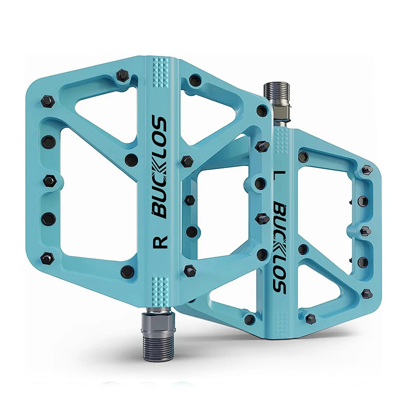 BUCKLOS MTB Bike Pedals Sealed Bearing Mountain Road Bicycle Flat Pedal Platform Ultralight 9 16'' Platform Pedals Bicycle Part: Burgundy