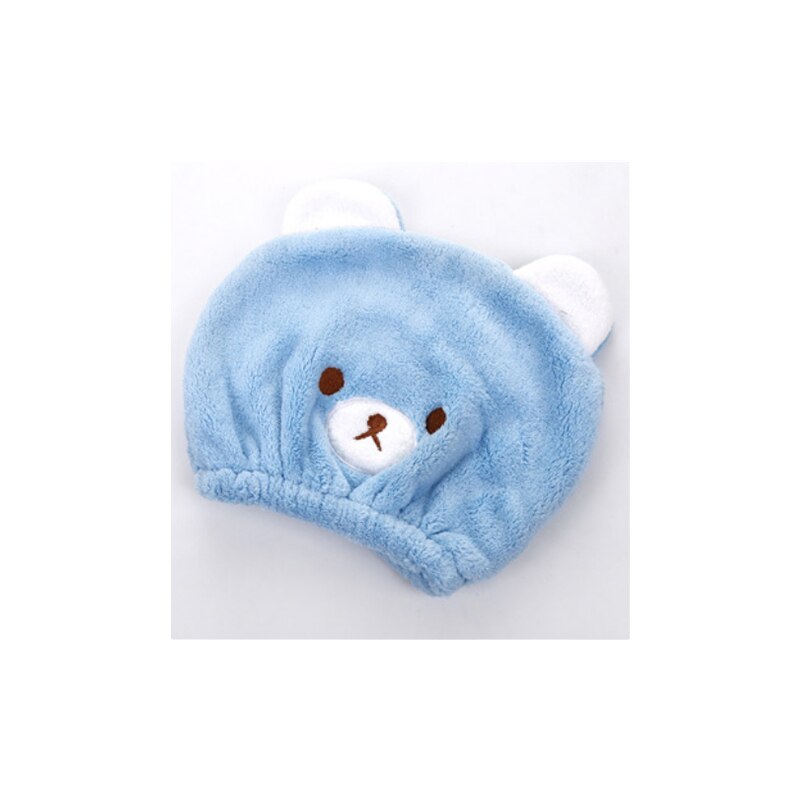 Children's dry hair cap Cute animal embroidery super absorbent dry hair cap Children's dry hair towel: blue