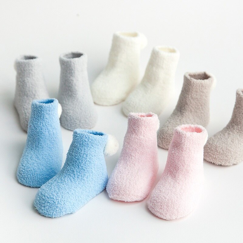 3 stk sæt meget nyfødte baby sokker koral fleece søde baby sokker 0-3 år baby dreng piger sokker