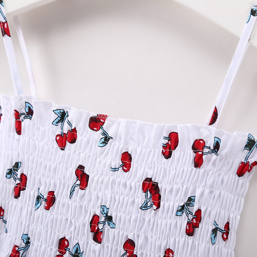 Vestido de tirantes para niñas, ropa infantil de verano, vestidos para niñas pequeñas, ropa de princesa con estampado de flores sin mangas de algodón para bebés