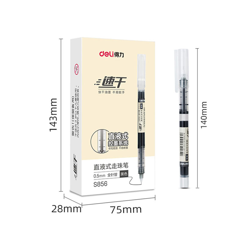 Deli-Juego de bolígrafos Rollerball, bolígrafos de Gel de tinta de secado rápido de 0,5mm, negro, azul y rojo, suministros de papelería, bolígrafo de firma de escritura para estudiantes, 6/10 Uds.