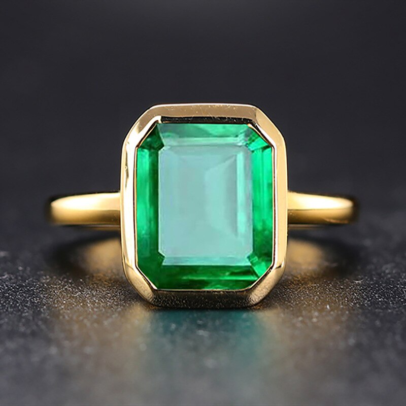 Retro Quadrat Grüne Stein AAA CZ Gold Gefüllt Ring vintage Hochzeit Engagement Schmuck Zirkonia