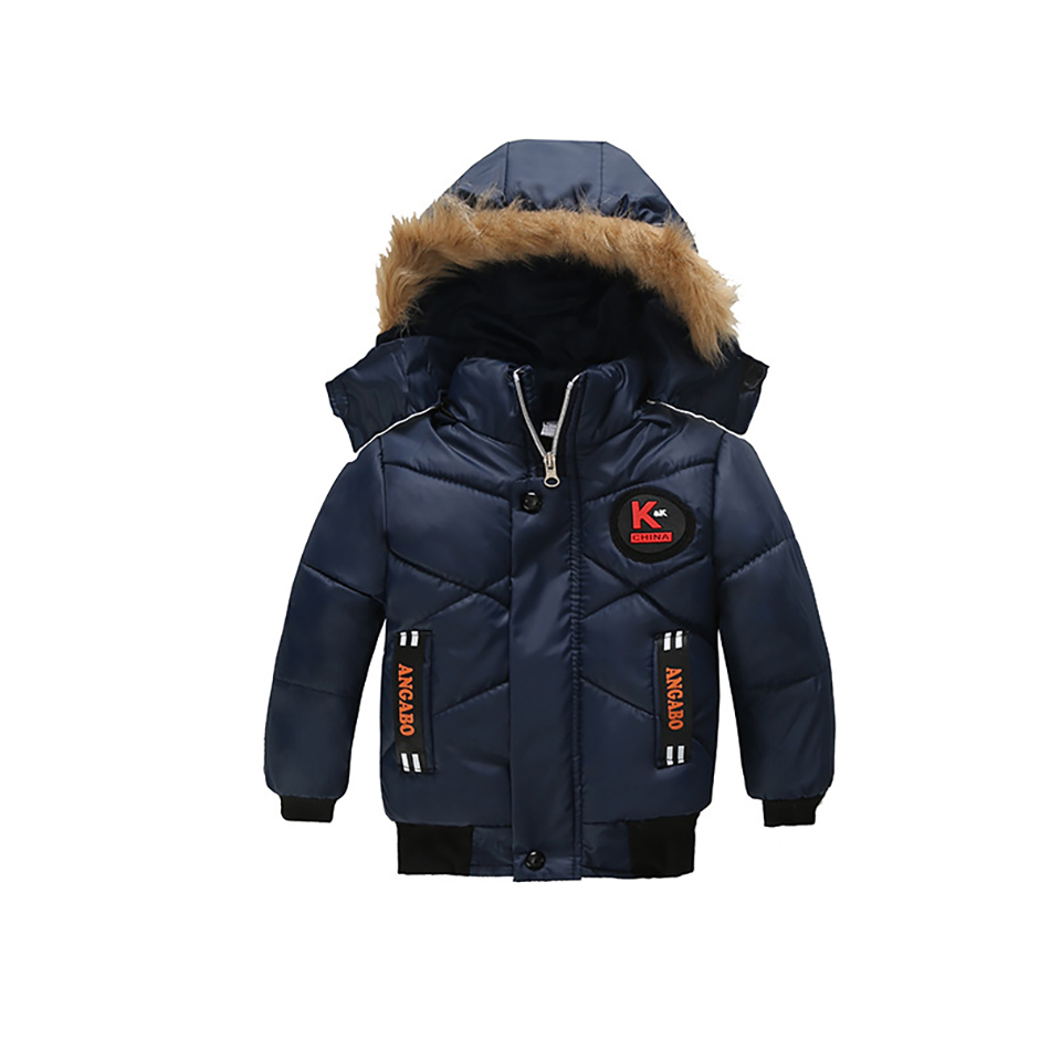 Winter Baby Jongens Warme Jas Mode Bontkraag Jas Casual Herfst Hooded Dikke Bovenkleding Jas Voor Jongens Kinderen Kleding: 3 / Size 100