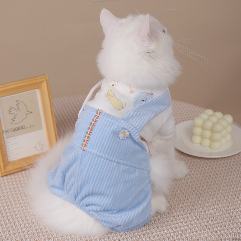 HOOPET-monos de invierno para gato, Chaqueta de felpa para perro, abrigo cálido para gato, Chihuahua, disfraz de gato, ropa de lana suave para mascotas, suministros para mascotas: Azul / XS