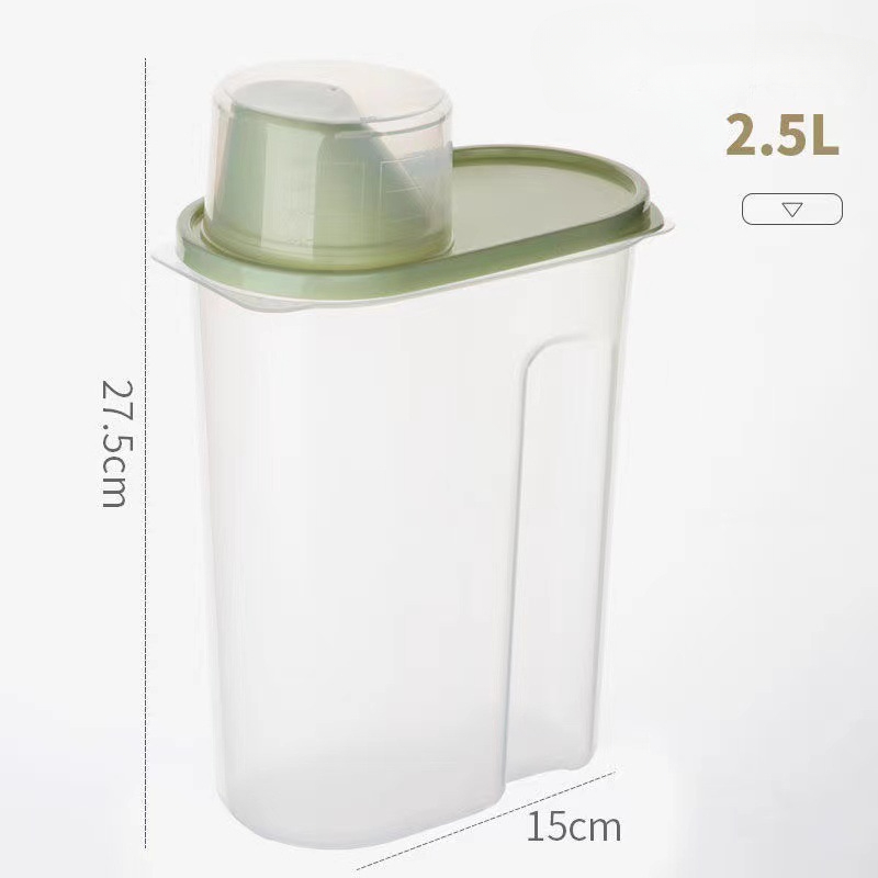 2.5/1.9l Plastic Voorraadtank Met Maatbeker Vochtbestendige Verzegelde Pot Accessoires Voor Dierbenodigdheden: Licht Geel