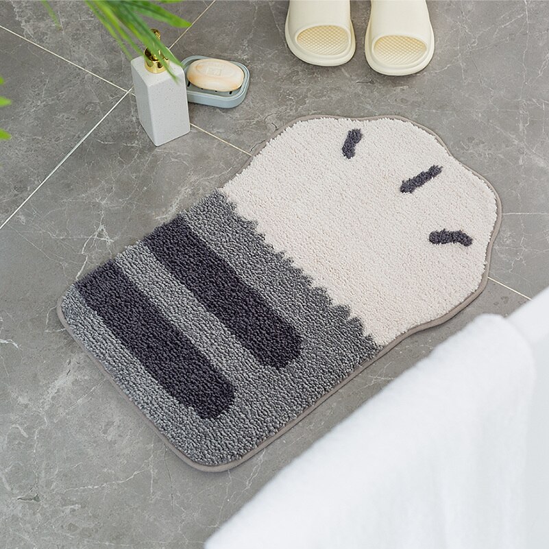 Kawaii cat paw tecknad badmatta toalett bekväm entrématta vattenabsorption halkfri matta matta sovrum barnrumsmattor: Ljusgrå
