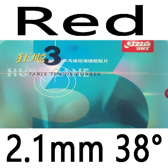 DHS NEO Hurricane 3 Attack Loop Pips-In Table Tennis PingPong Rubber With Sponge: Red 2.1mm H38