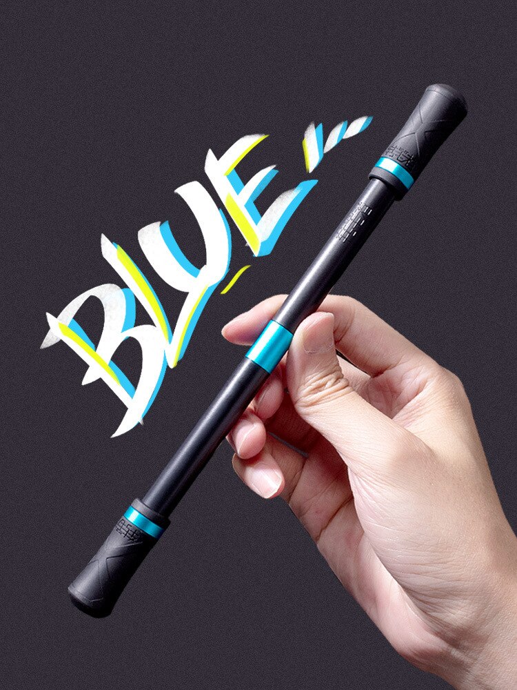 Juguete giratorio antiestrés para niños y adultos, pluma giratoria de mano, para aliviar el estrés, novedad: Black-blue