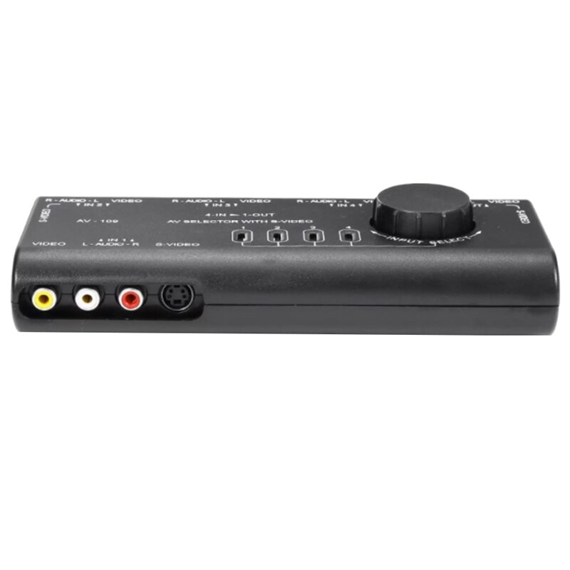 Audio and Video Switcher Four-In, One-Out, Two-Way Composite Video AV Switcher 4-Way Auto Audio Video AV RCA Switcher
