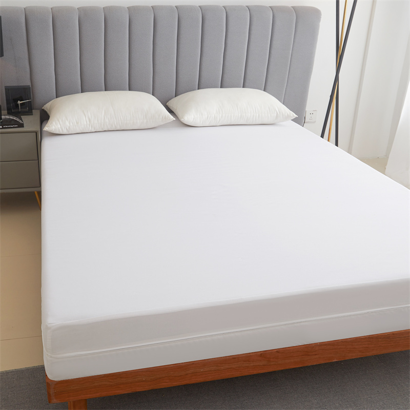 Waterproof Mattress Protector with Zipper Soft & Breathable Noiseless Mattress Cover for Single or Double Bed, Queen/King Size: Q / WHITE