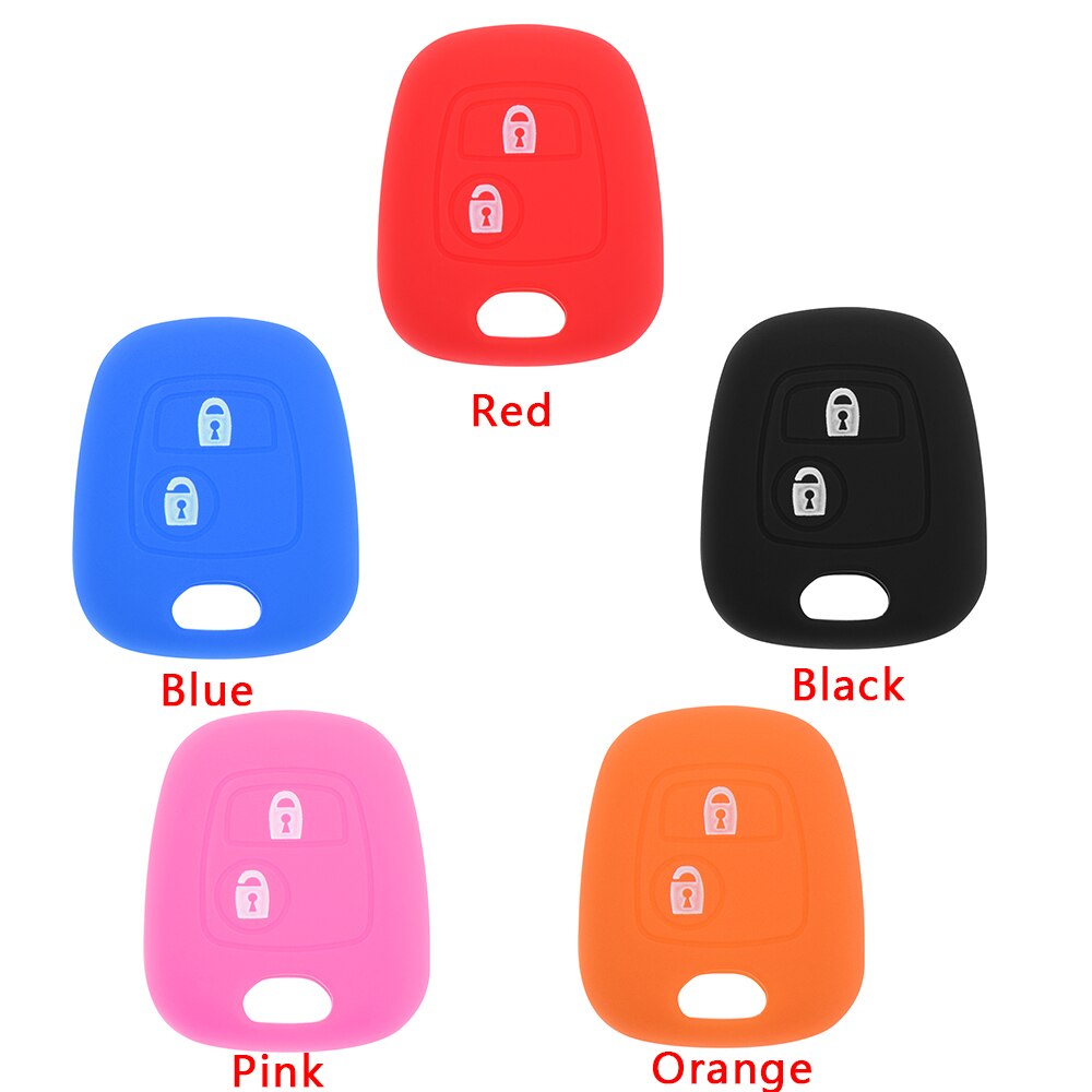 Capa de chave de carro de silicone, para peugeot 206 307 207, 2 botões, capa de chave de carro, suporte, conjunto de chave remota, imperdível capa protetora de chave macia