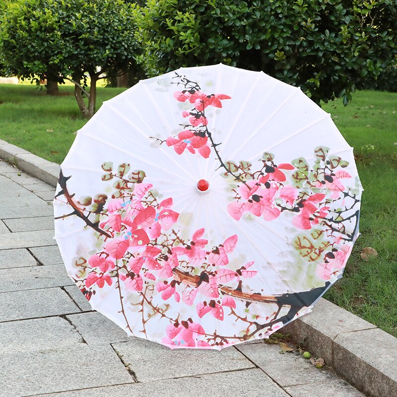 Paraguas de seda Retro para mujer, sombrilla de estilo chino de papel de aceite, de baile antiguo, paraguas decorativo artesanal, paraguas de mango de madera