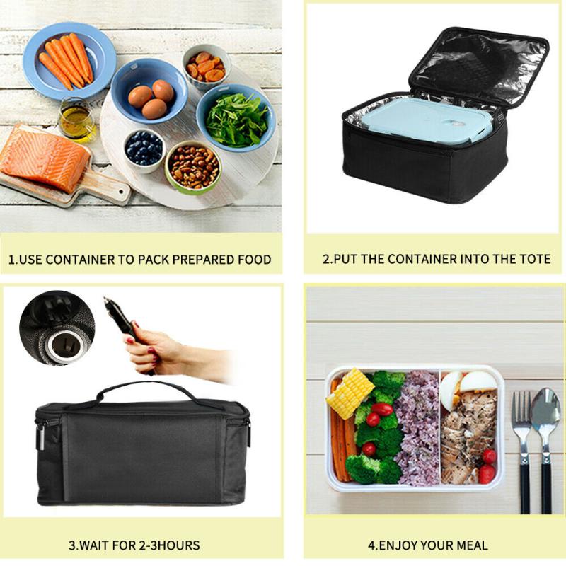 Fiambrera portátil para el coche con calefacción para mantener fresco, paquete de calefacción para el almuerzo, horno eléctrico para microondas, comida , Picnic, Camping, bolsa de cena
