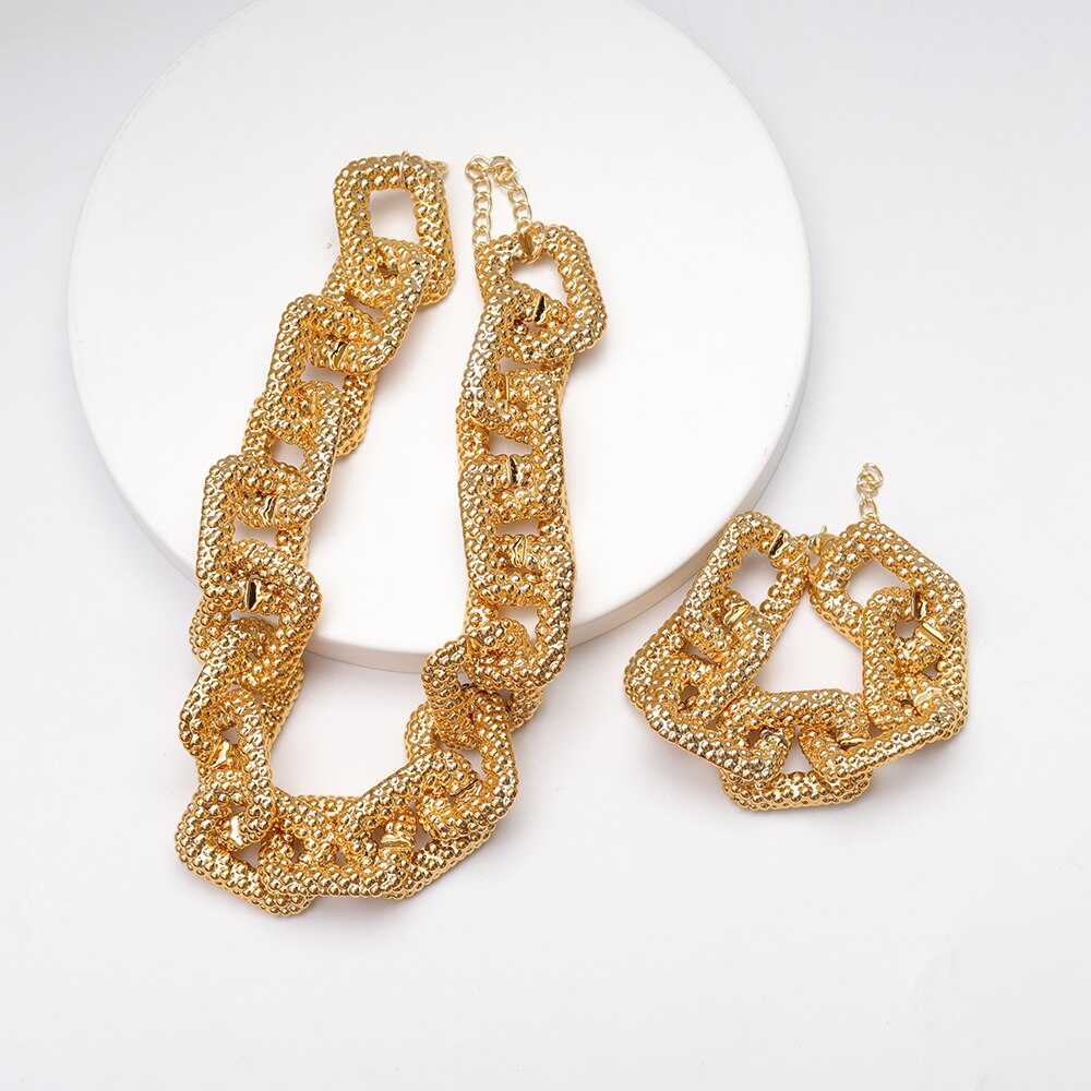 Punk Hip Hop Chunky Dikke Ketting Ketting Vrouwen Overdreven Geometrische Link Ketting Twee Stuk Armband: 4