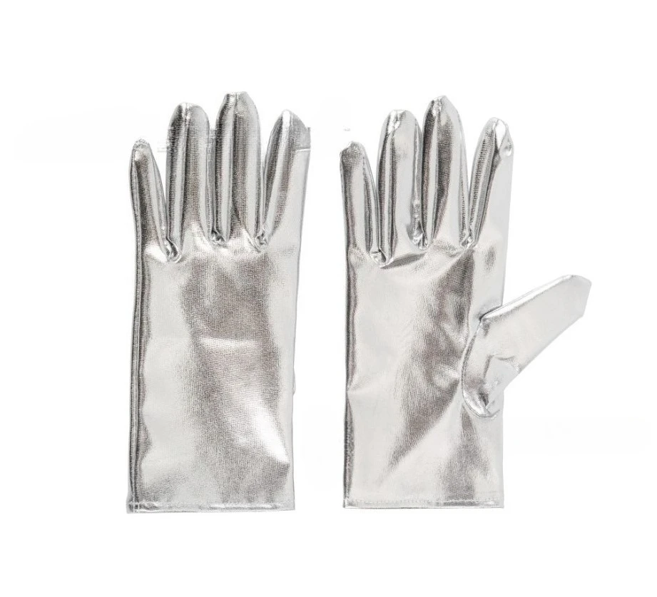 10 paar dames meisjes zachte glanzende spandex kunstleer handschoenen Halloween cosplay kostuum verjaardag bruiloft feestartikelen: Zilver