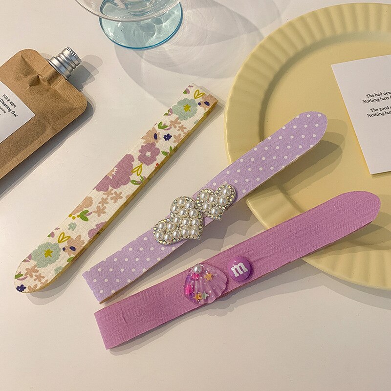 3Pcs Hook &amp; Loop Haarband Kinderen Zomer Pony Stickers Meisjes Gebroken Haar Hoofdbanden Meisjes Hoofdbanden Post Haaraccessoires: purple