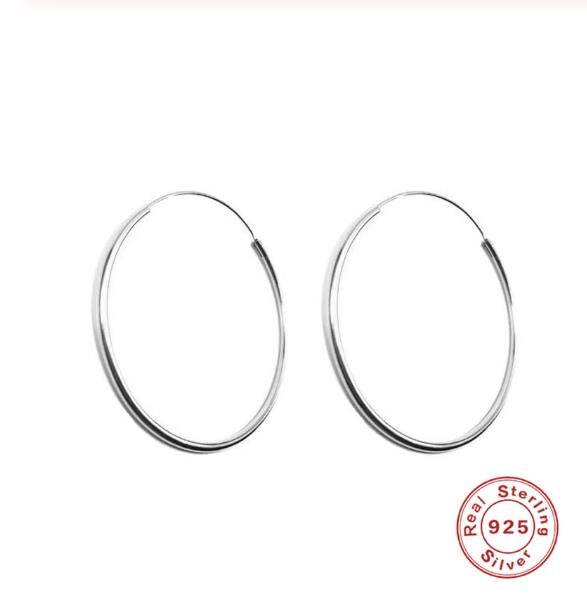 ROXI Large Hoop Earrings Big Smooth Circle Earrings 925 Sterling Silver Exaggerated Brand Loop Earrings for Women Jewelry Brinco: Silver