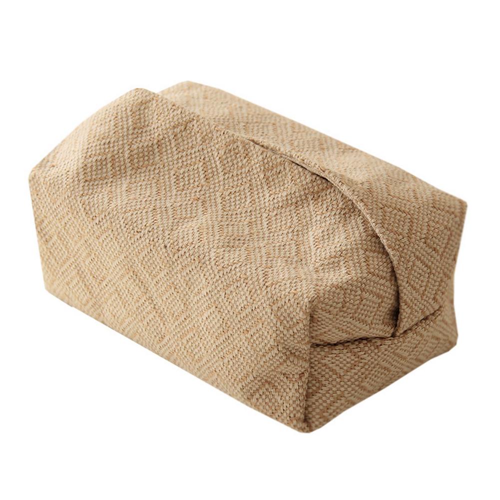 Fabric Tissue Box Simple Cotton Cloth Tissue Pumping Box Japanese-Style Jute Tissue Case Napkin Holder Organizer For Home Decor: Checkered linen
