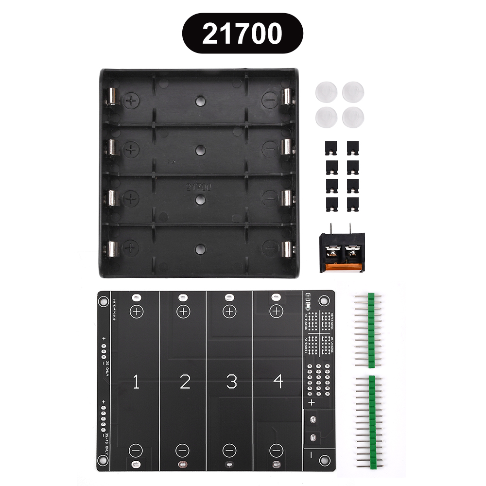 4 Sleuven 21700 18650 Batterijhouder In Parallel 3.7V-Polig Zwart Voor Het Solderen Van Opbergdoos In Parallelle Plastic Batterijbehuizing: Zilver