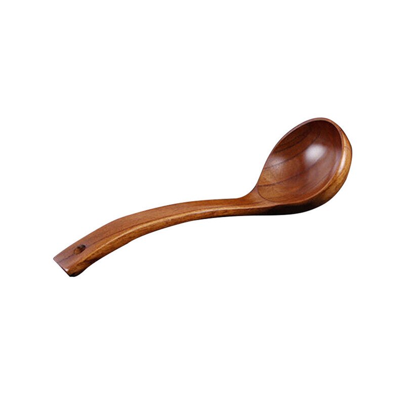 Long Wooden Cooking Scoop With Straight Handle Catering Tableware Kitchen Utensils Natural Wood Spoon Soup Ladle