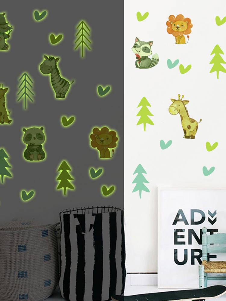 4Pcs Set Glow In The Dark Wall Stickers Adhesive Glowing Animals Wall Decals Natural Light Recharge For Children Bedroom