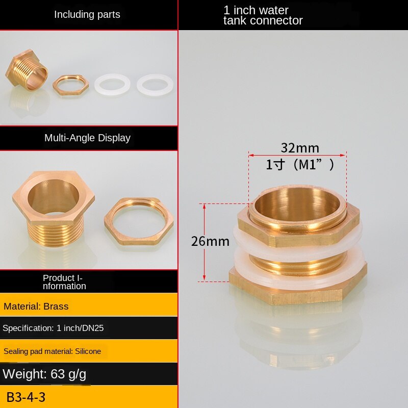 1/2IN 3/4IN 1 inch double outer wire connector outer teeth stainless steel water inlet and outlet water pipe fittings: A section 1 inch