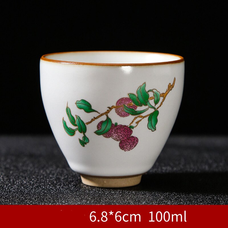 Taza de té China pintada a mano, juego de cerámica hecho a mano, taza maestra, tazón de té, taza individual portátil Personal, 4 piezas: A