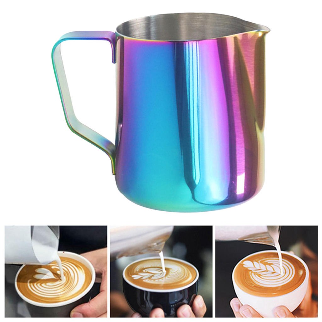 350ml/600ml Frothing Pitcher Household Milk Frothing Pitcher Pull Flower Cup for Cappuccino Latte Art Coffee Shop Milk Tea Shop: 600ml Colorful