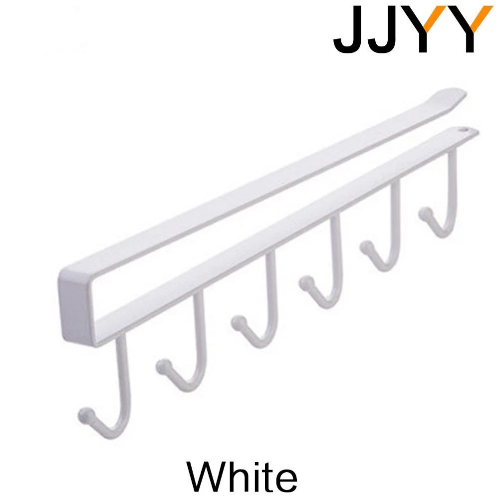 JJYY Kitchen Cabinets Ceiling Storage Hooks with 6 Hooks Table Cabinet Organizer Hanger Organizer Kitchen Hanging Tools: Light Grey