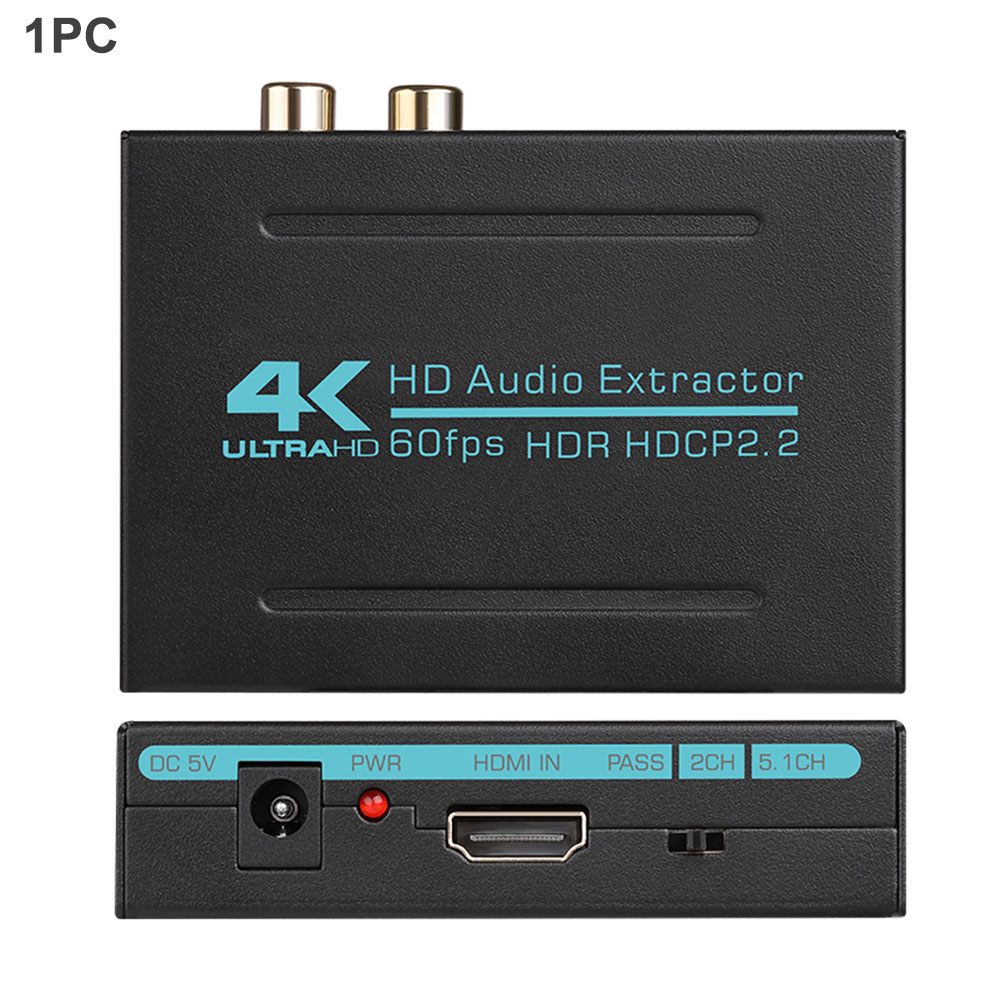 4K Easy Use SPDIF Fiber Portable Teaching Analog Output Theater Converter L/R Stereo Small HD 60FPS Audio Extractor Splitter