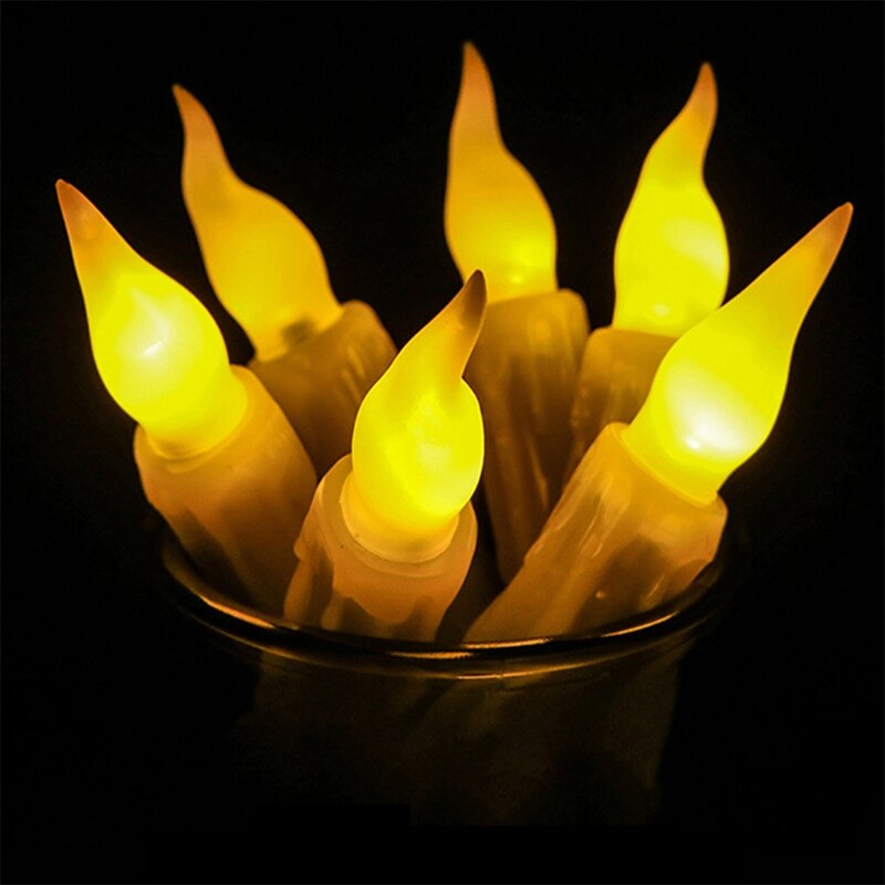 6Pcs Long Simulation Candle with Remote Control Flame Shape Light Outdoor Garden LEDs Landscape Decorative for Deck Patio