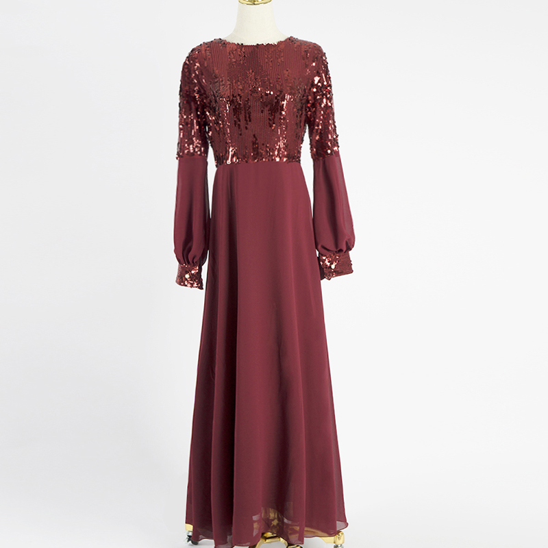 Chiffon pailletter abaya dubai hijab muslimsk aftenkjole kvinder pakistan kaftan tyrkiet islamisk tøj kaftan marocain kjoler kåbe
