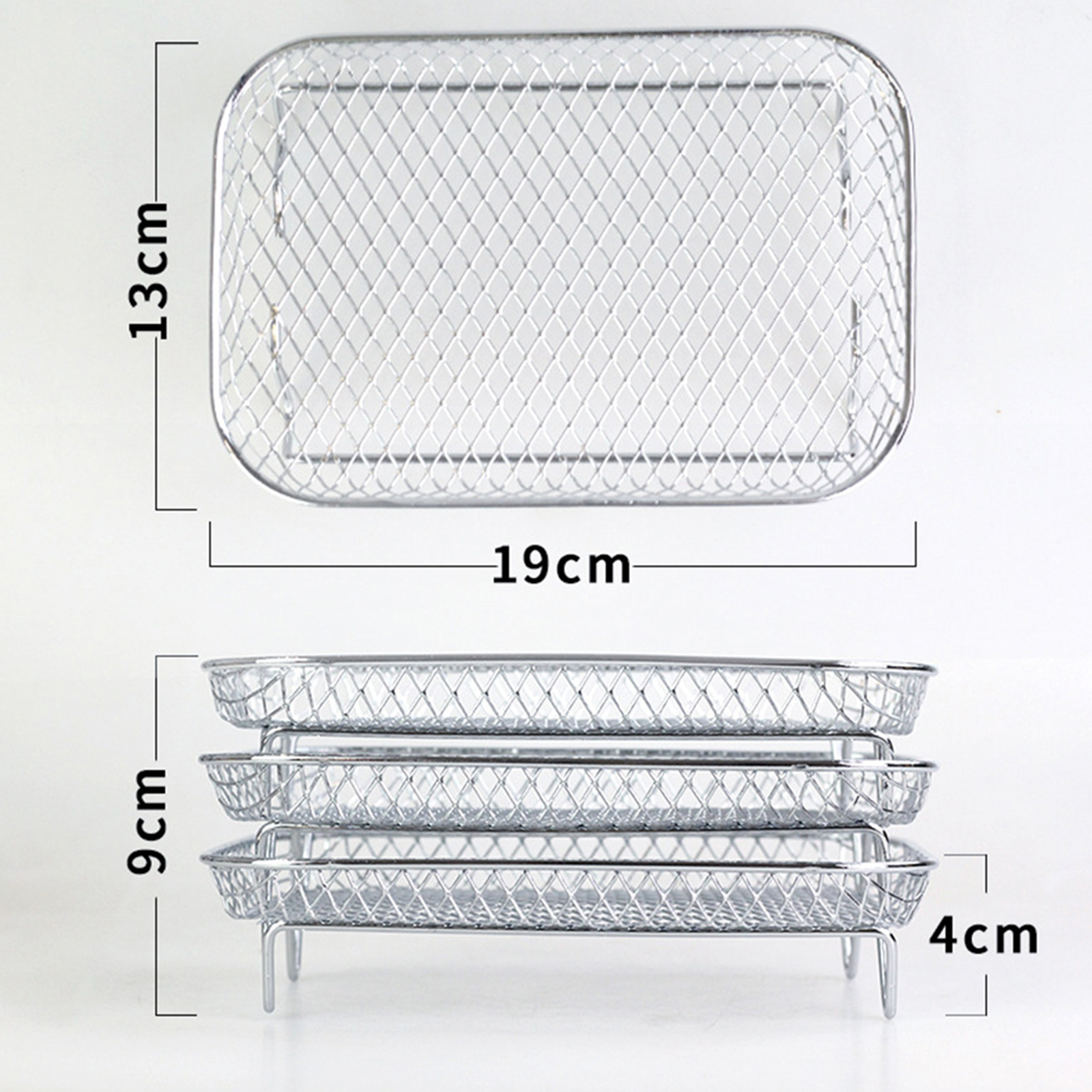 Air Fryer Rack Stackable Grid Grilling Racks 3-layers Stainless Steel Air Fryer Basket Tray Steam Rack Home Kitchen Accessories