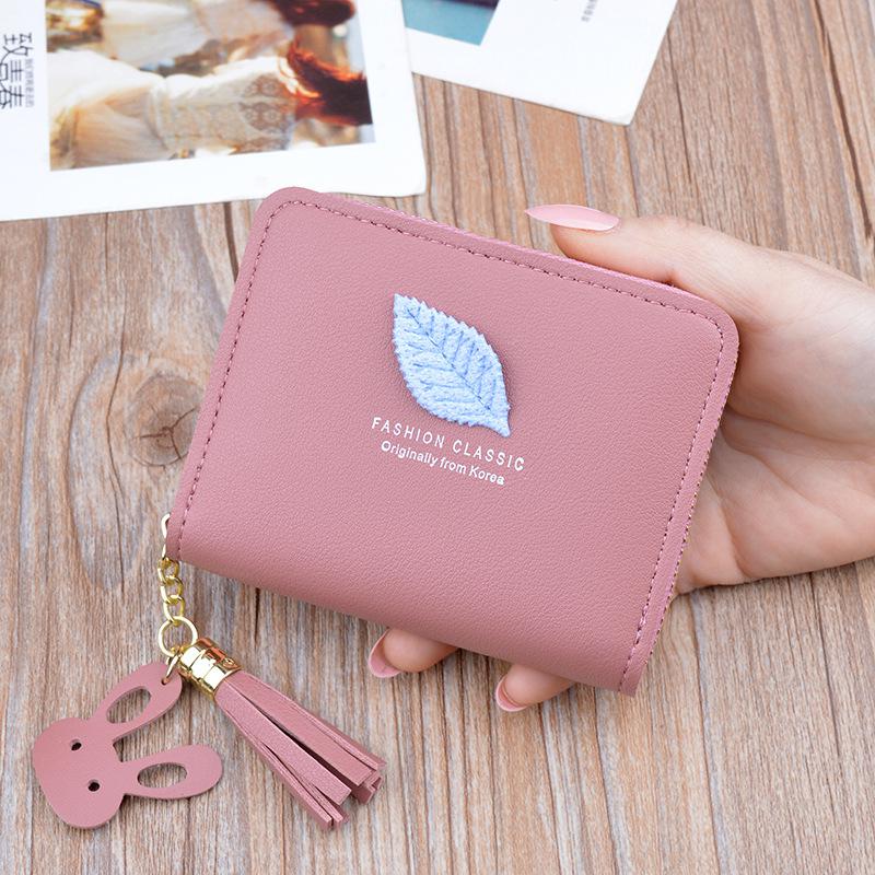 SUQI petit portefeuille dames court fermeture éclair feuille Walllet coréen école étudiant fille Mini porte-monnaie porte-carte walet pour les femmes: DarkPink