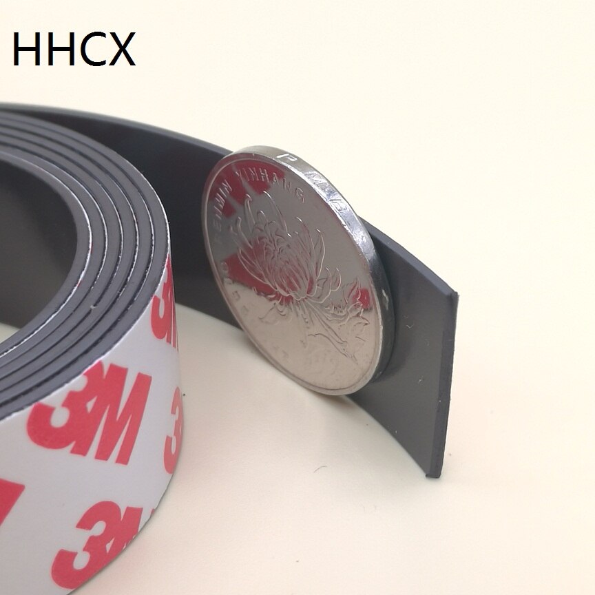 1 metro imán de goma 20*1mm 3M adhesivo Flexible banda magnética de goma cinta imán ancho 20mm de espesor 1mm 20mm x 1mm