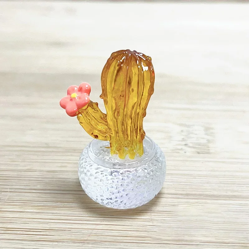 Mini figuritas de Cactus para decoración de escritorio, estatua suculenta, planta de bonsái en maceta, micropaisaje: Verde militar