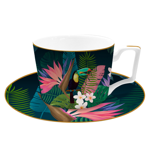 Geschilderd Papegaai Bone China Servies Plaat Set Restaurant Plaat Steak Plaat Plaat Sets Keramische Schotel China Keramische Set: Coffee cup