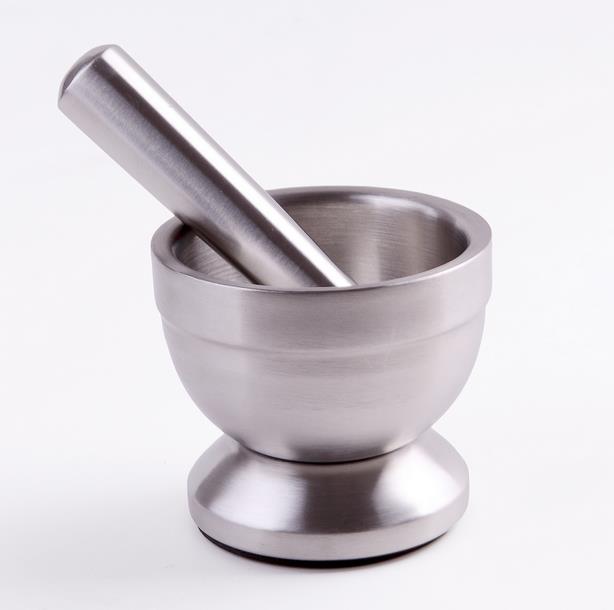 (Utensilios de cocina para cocinar hierbas especias morteros de acero inoxidable con cubierta