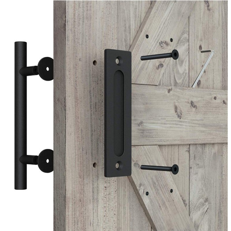 12" Carbon Steel Sliding Barn Door Pull Handle Wood Door Handle Black Door Handles For Interior Doors Handle