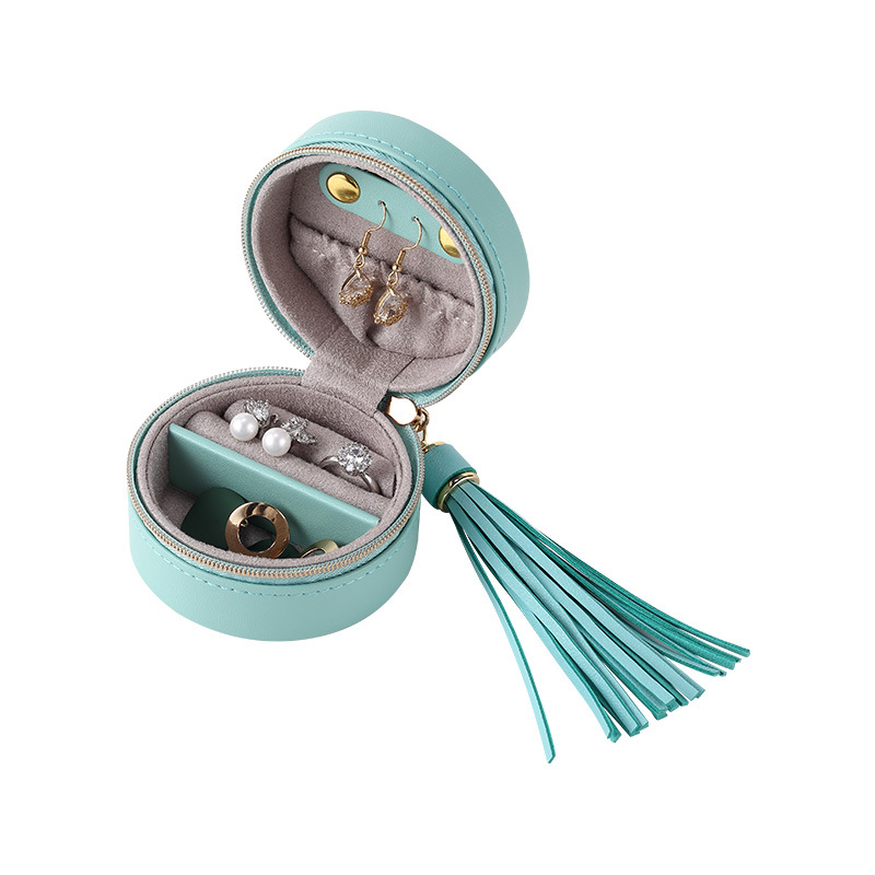 Jewelry Organizer Cases Display Travel Portable Jewelry Box Leather Storage Organizer Earring Holder Boxes Travel Cosmetic Bag: M3-blue