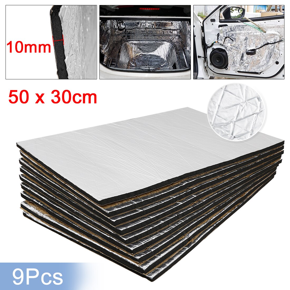 Uxcell-manta isolante de calor e som automotivo, 12 ou 50cm x 30cm, isolamento da temperatura, impermeabilização: 10mm9pcsAluminaFiber