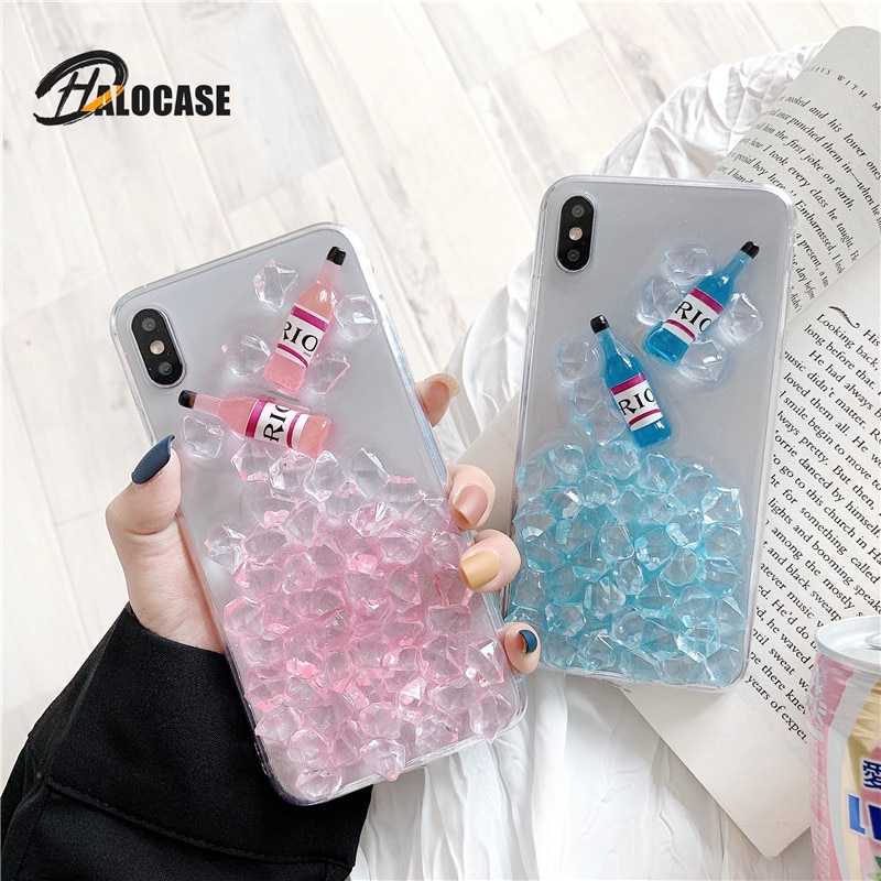 Personality ICE Wine Bottle Funny Pattern Soft TPU Epoxy Phone Case For iPhone 11Pro MAX 6 6S 8 7Plus XS MAX XR XS X Back Cover