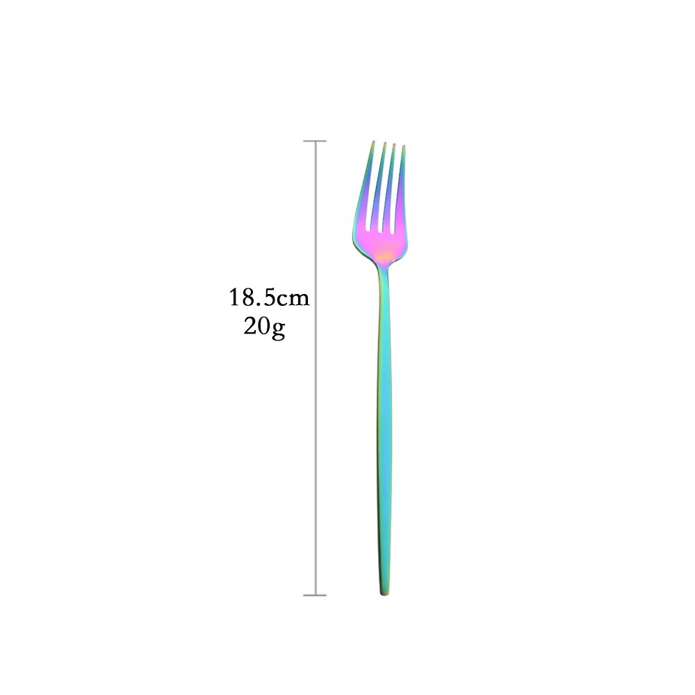 Matte Stainless Steel Dinner Cutlery Set Rainbow Tableware Kitchen Dinnerware Set Fork Coffee Spoon Knife Silverware Flatware: Dessert Fork