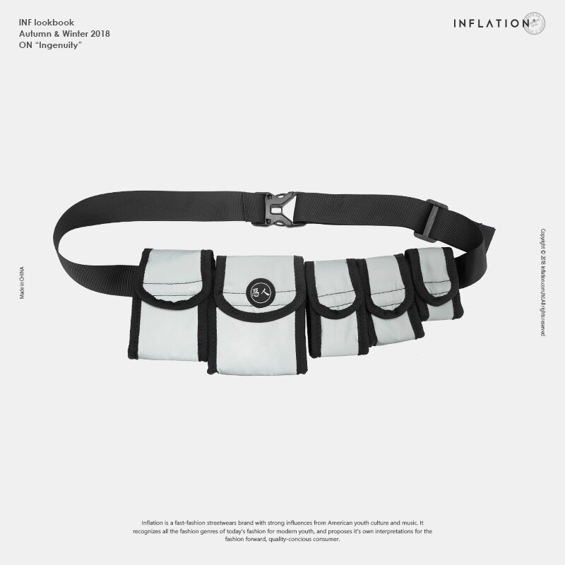 inflacja Reflctive saszetka biodrowa s Multi paczki wodoodporna męska saszetka biodrowa dupa Streetwear biodro chmiel męska funkcja woreczek 186AI2018